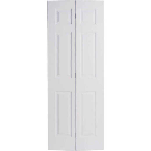 Masonite 48 In. W x 79 In. H Textured Hardboard Primed White 6-Panel 4-Door Bifold Door